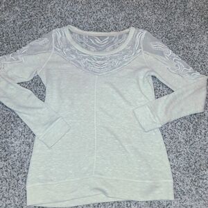 Womem's Tan/Cream Sweater With Lace Details